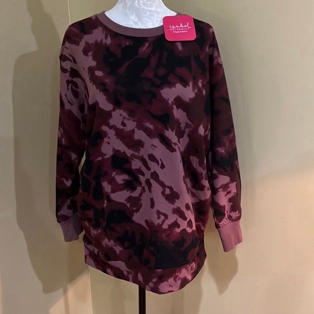 Isabel Maternity Loose fit Tie dye burgundy sweatshirt size small